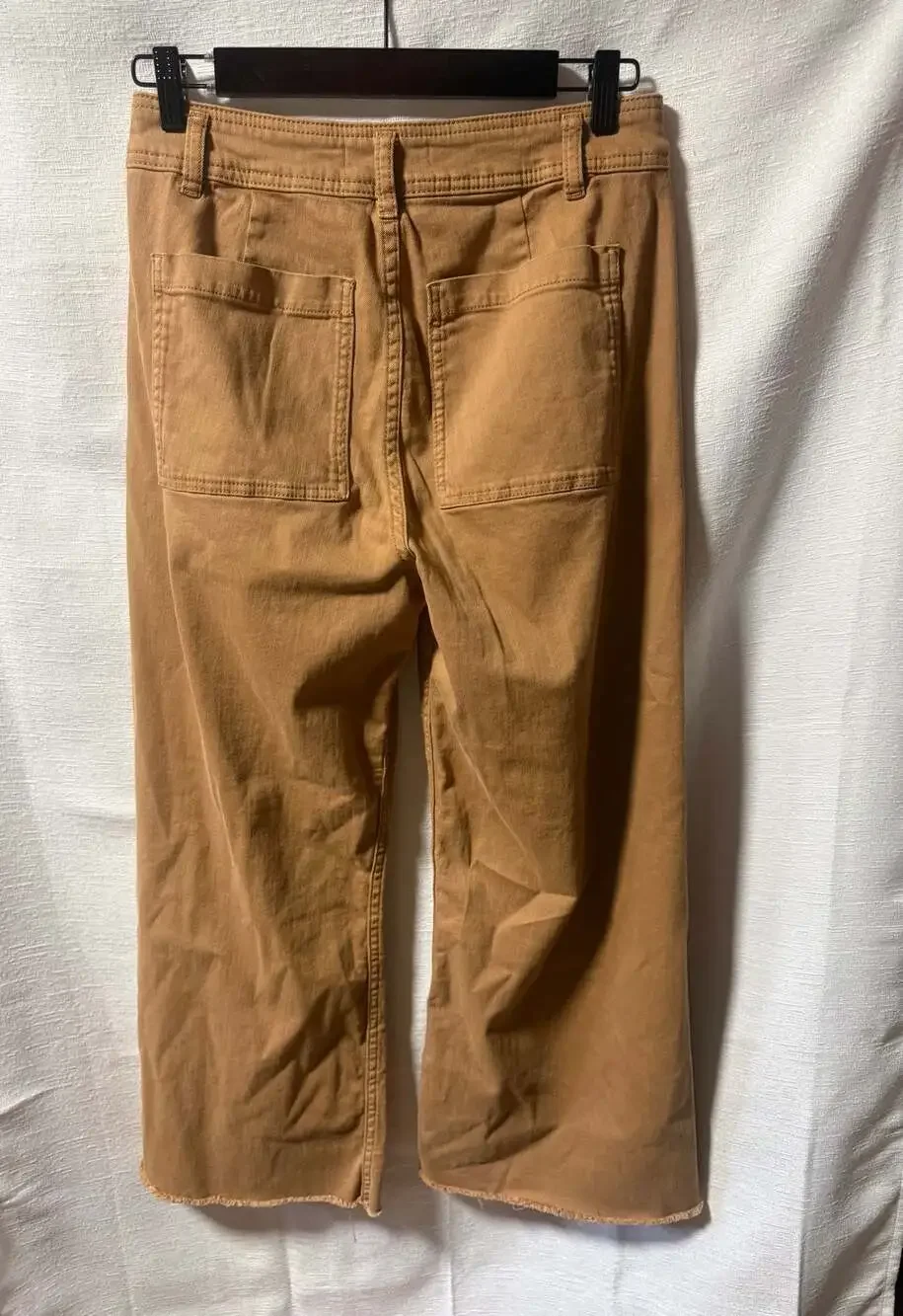 Antonio Melani High-Rise Raw Hem Wide Leg Pants in Tan